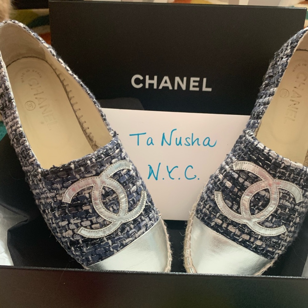 🦋Chanel blue tweed espadrilles 38🦋